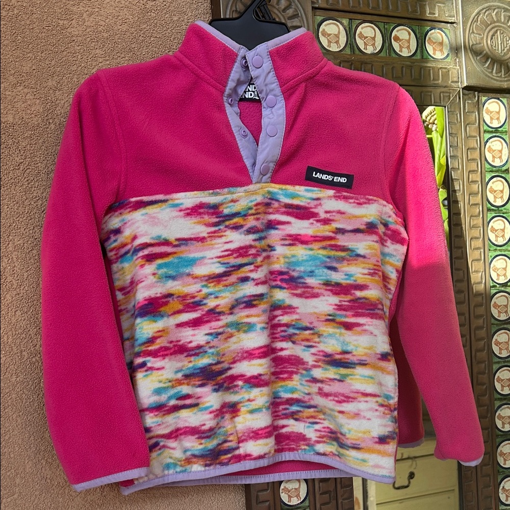 Lands End Kids Vibrant Fleece Jacket Pullover Kids Small